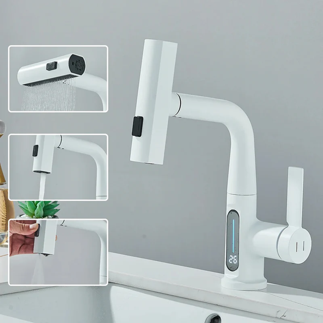 Torneira Monocomando Digital Cascata com Mangueira Flexível