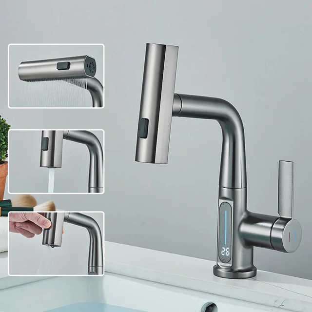 Torneira Monocomando Digital Cascata com Mangueira Flexível