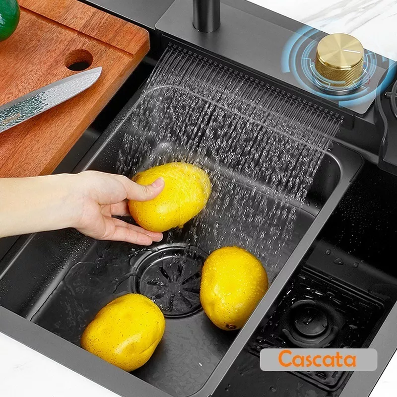 Cuba para Cozinha Gourmet Multifuncional em Aço Inox 304 Cascata Funcionando Frutas