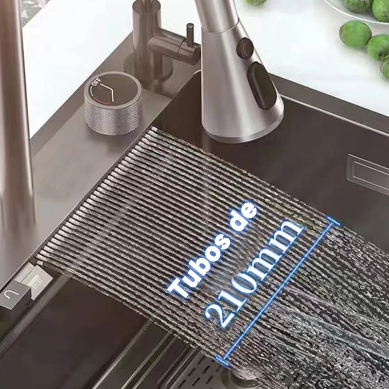 Cuba para Cozinha Gourmet Multifuncional em Aço Inox 304 Cascata Largura