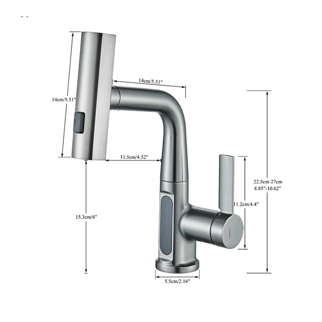 Torneira Monocomando Digital Cascata com Mangueira Flexível