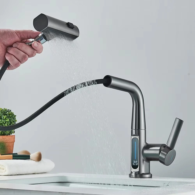 Torneira Monocomando Digital Cascata com Mangueira Flexível
