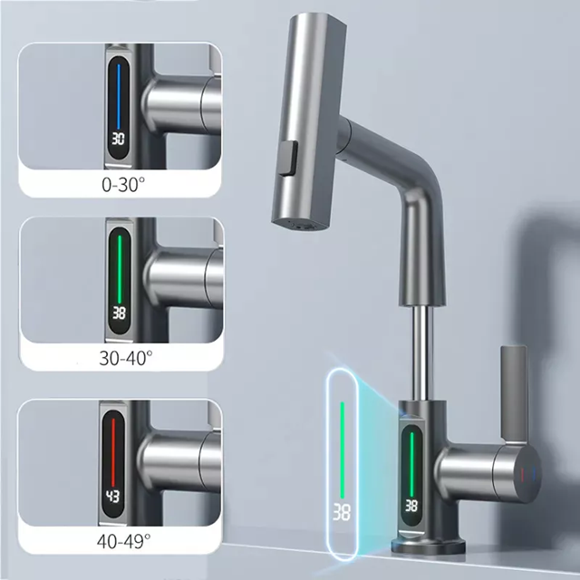 Torneira Monocomando Digital Cascata com Mangueira Flexível