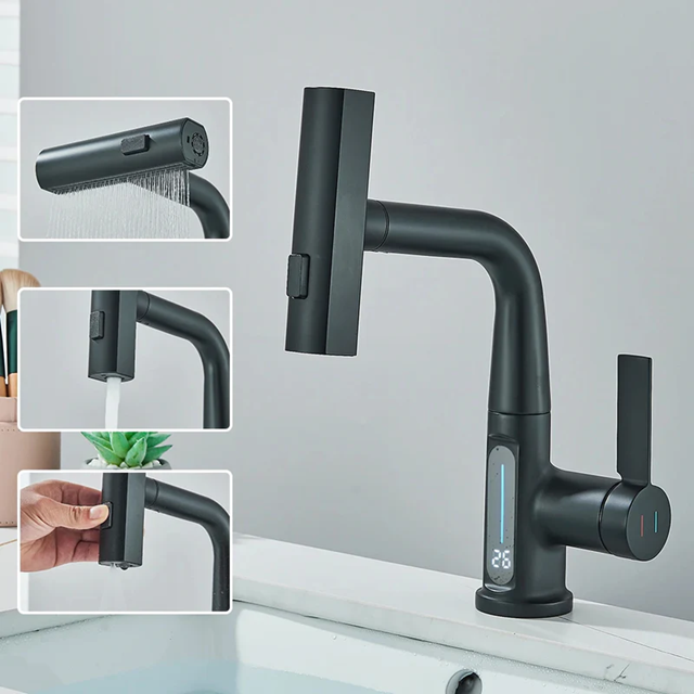 Torneira Monocomando Digital Cascata com Mangueira Flexível