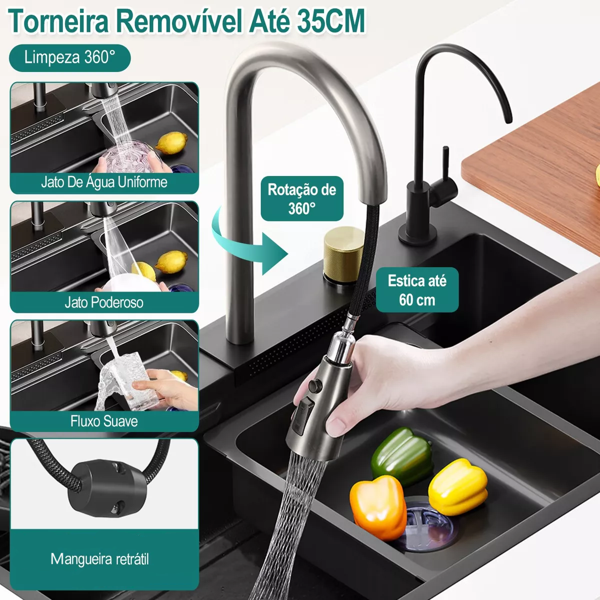 Cuba para Cozinha Gourmet Multifuncional em Aço Inox 304