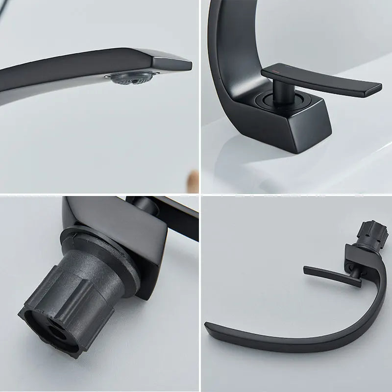 Torneira para banheiro Monocomando Elegance Preto Funcionando Preto detalhes