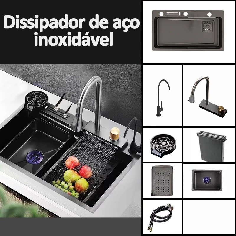 Cuba para Cozinha Gourmet Multifuncional em Aço Inox 304 Acompanhamentos