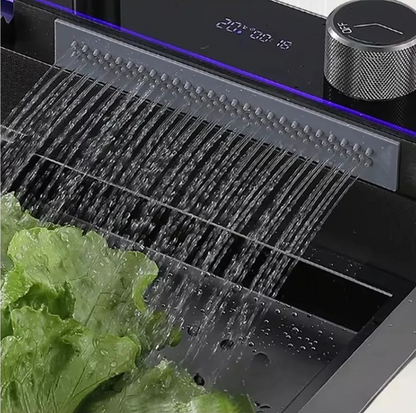 Cuba para Cozinha Gourmet Multifuncional em Aço Inox 304 Cascata Funcionando