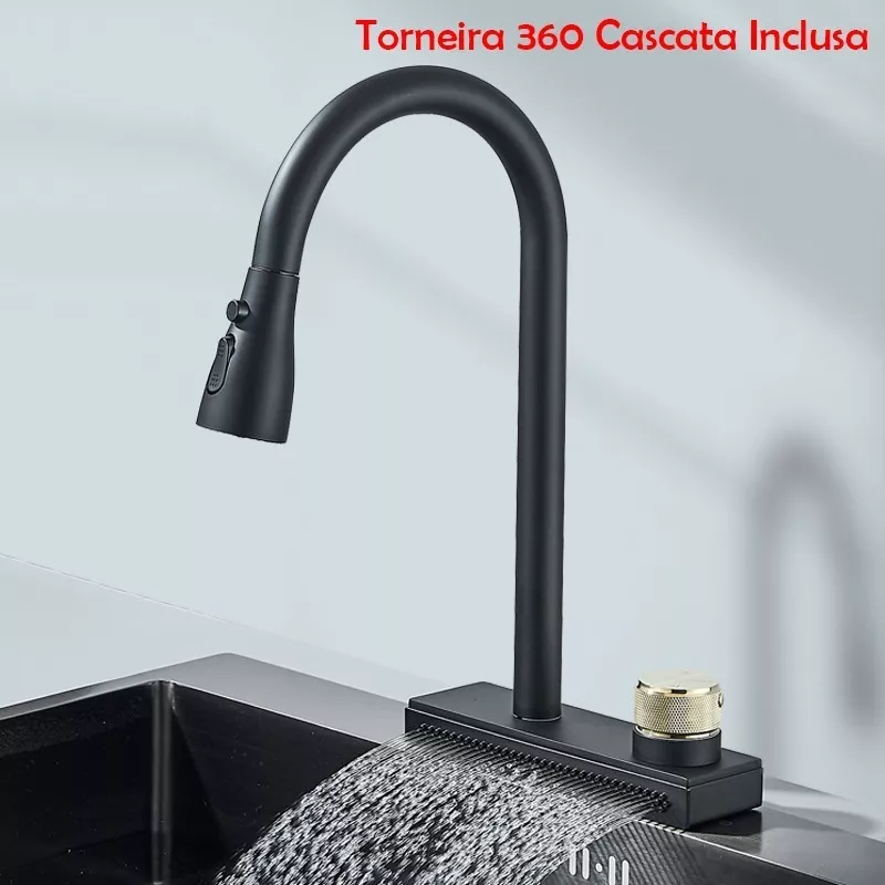 Cuba para Cozinha Gourmet Multifuncional em Aço Inox 304 Torneira 360