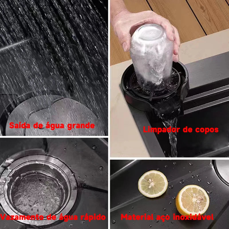 Cuba para Cozinha Gourmet Multifuncional em Aço Inox 304