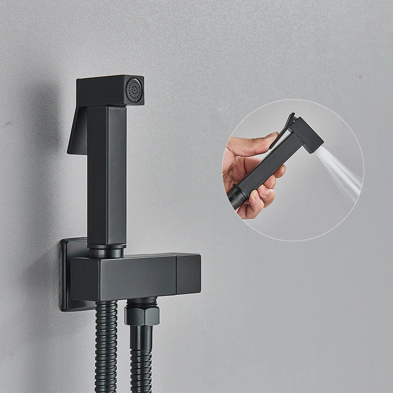 Kit Ducha Higiênica Luxo com Comando Duplo Cor Preta