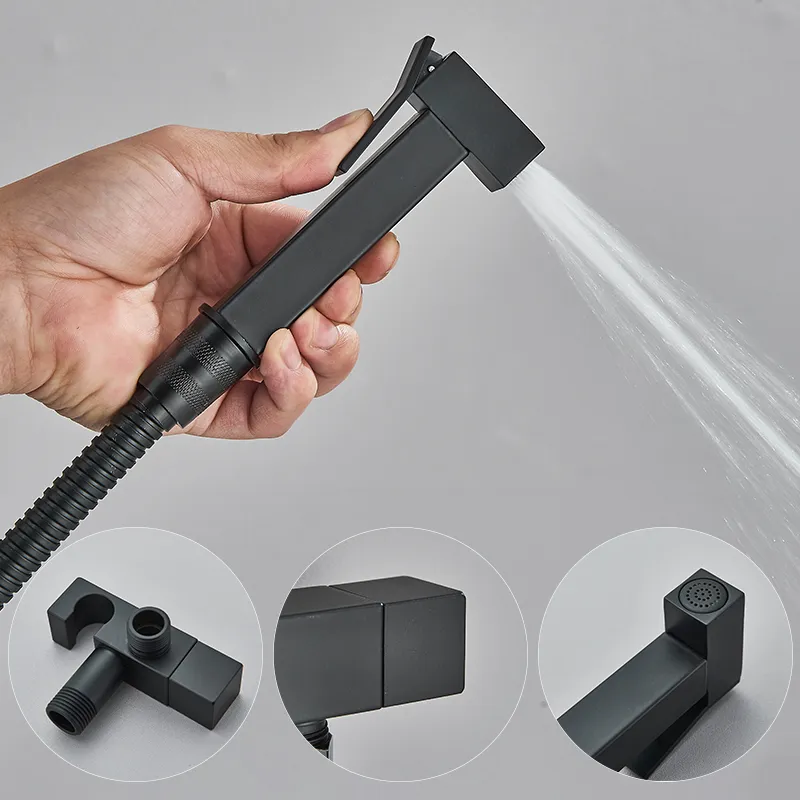 Kit Ducha Higiênica Luxo com Comando Duplo Cor Preta Funcionando