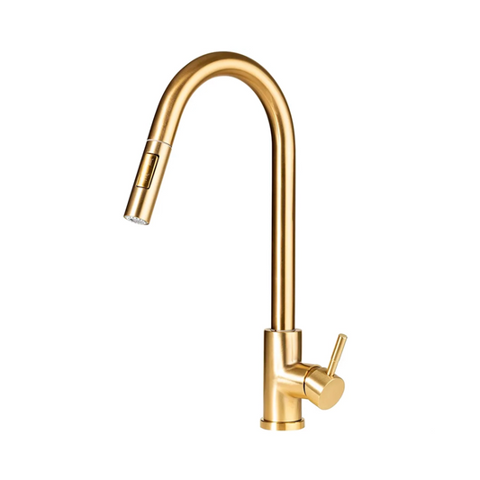 Torneira Gourmet Monocomando Inox com Mangueira Extensível Dourado