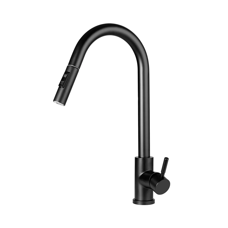 Torneira Gourmet Monocomando Inox com Mangueira Extensível Preto