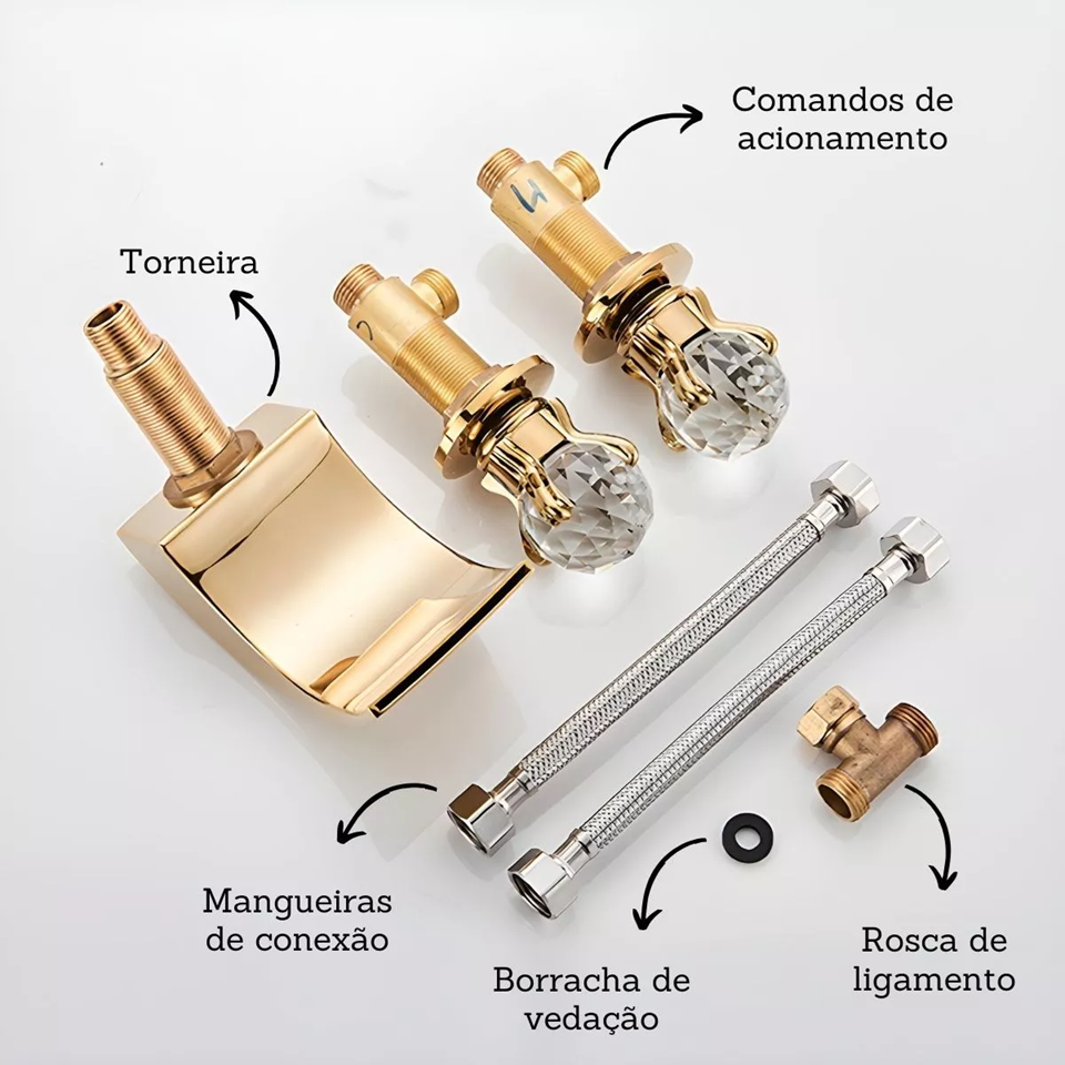 Torneira Gourmet Para Banheiro Monocomando Cascata Luxo Acompanhamentos