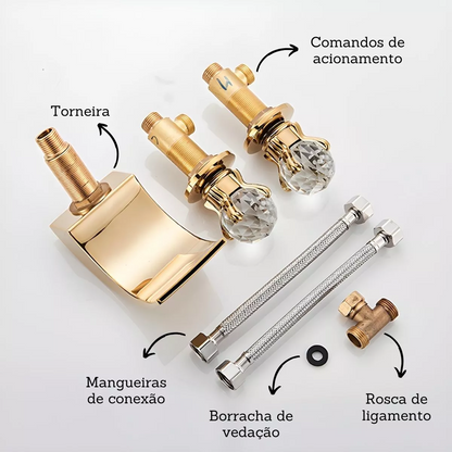 Torneira Gourmet Para Banheiro Monocomando Cascata Luxo Acompanhamentos