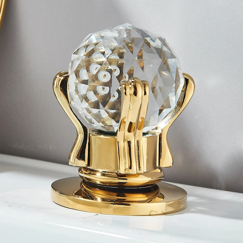Torneira Gourmet Para Banheiro Monocomando Cascata Luxo Dourado Detalhes Acionador