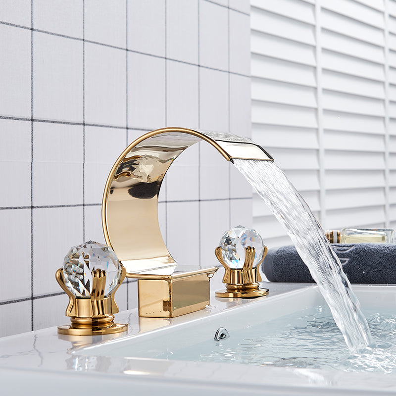 Torneira Gourmet Para Banheiro Monocomando Cascata Luxo Dourado Funcionando