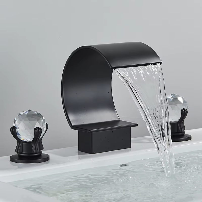 Torneira Gourmet Para Banheiro Monocomando Cascata Luxo Preto Funcionando