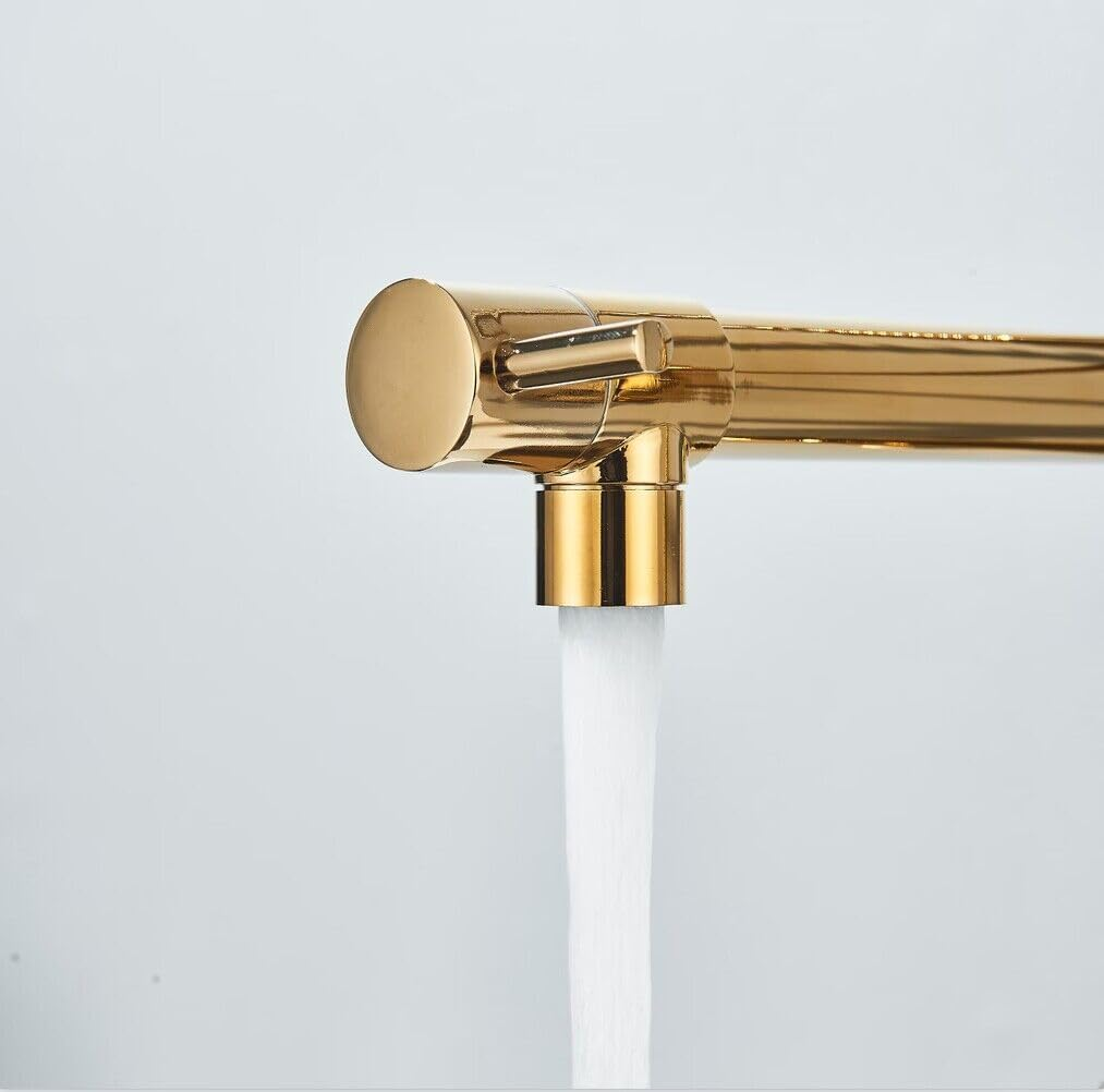 Torneira Gourmet de Parede Luxo Dourado Detalhes