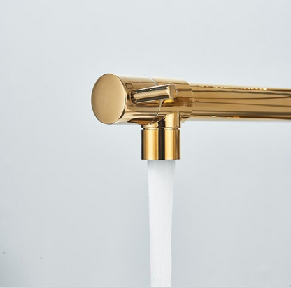 Torneira Gourmet de Parede Luxo Dourado Detalhes