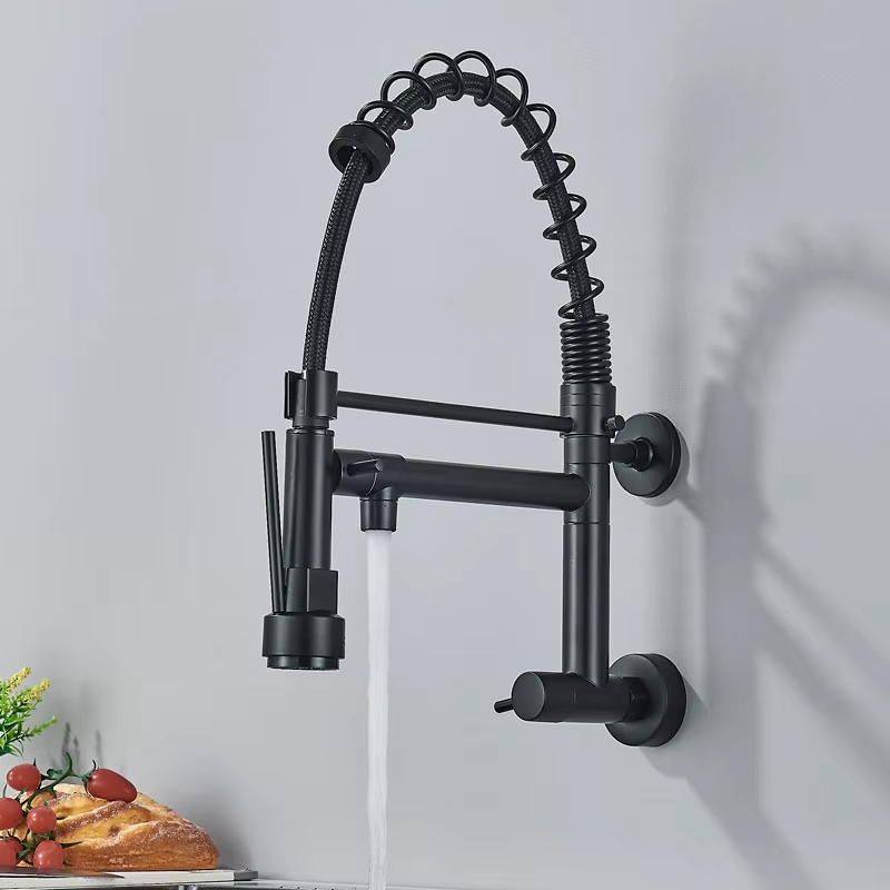 Torneira Gourmet de Parede Luxo Preto Instalada Funcionando