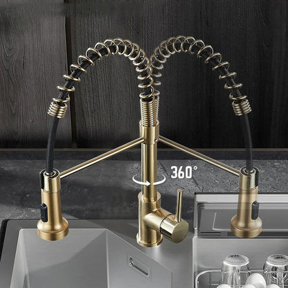 Torneira de Cuba para Cozinha Monocomando Luxo Dourado com preto 360
