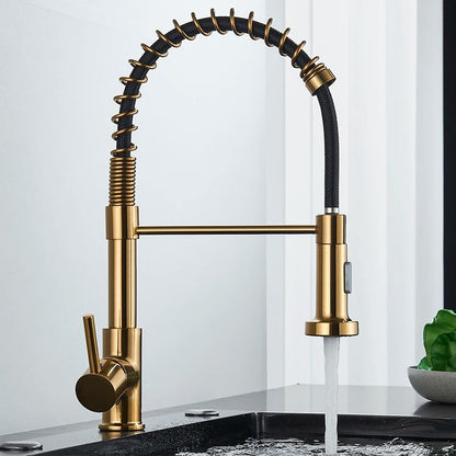 Torneira de Cuba para Cozinha Monocomando Luxo Dourado com preto Instalada
