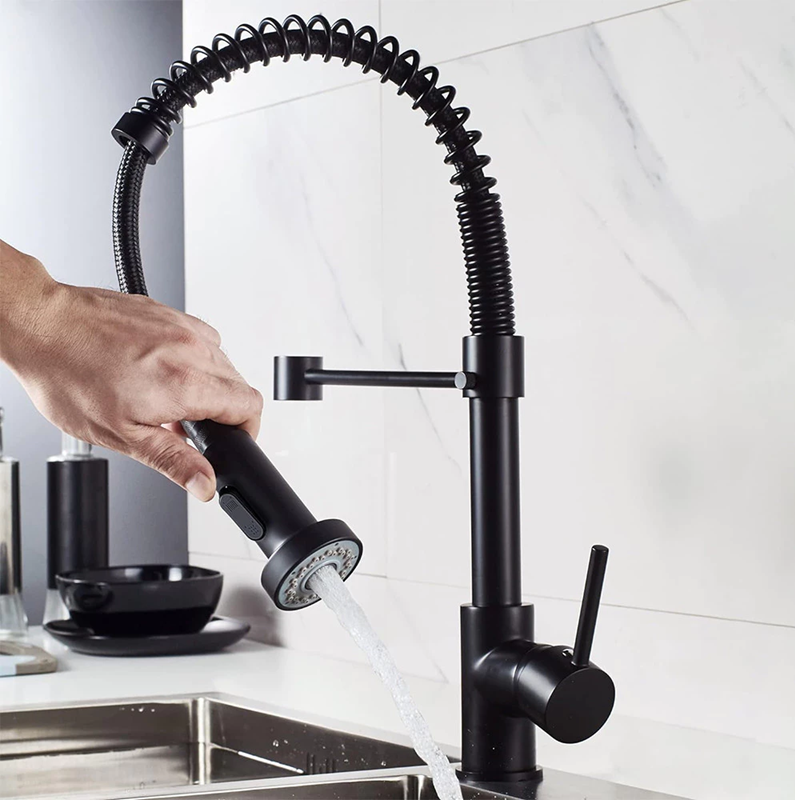 Torneira de Cuba para Cozinha Monocomando Luxo Preto Funcionando