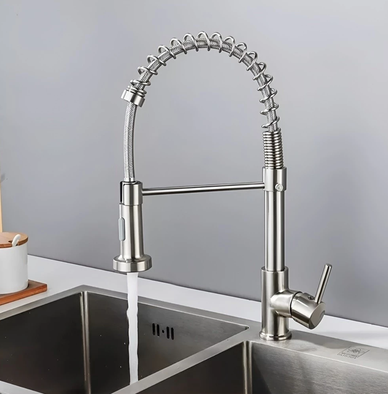 Torneira de Cuba para Cozinha Monocomando Níquel Escovado