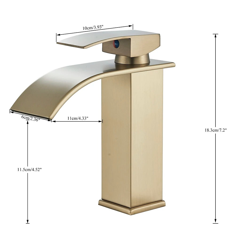 Torneira para Banheiro Cascata Misturador Monocomando Dimensões