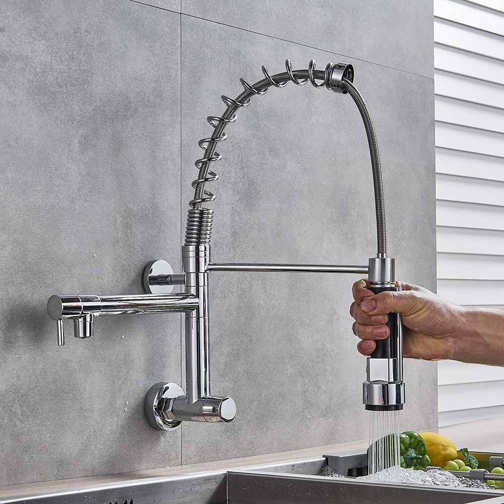 Torneira para Cozinha Gourmet de Parede Luxo Cromado Detalhes